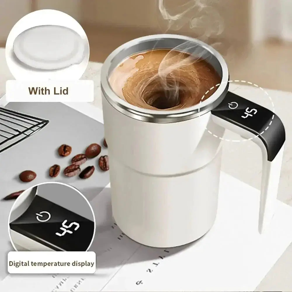 Automatic Self Stirring Magnetic Mug with LCD Screen Coffee Milk Stainless Steel Mixing Cup USB Rechargeable Smart Thermal Cups from PriceLows™