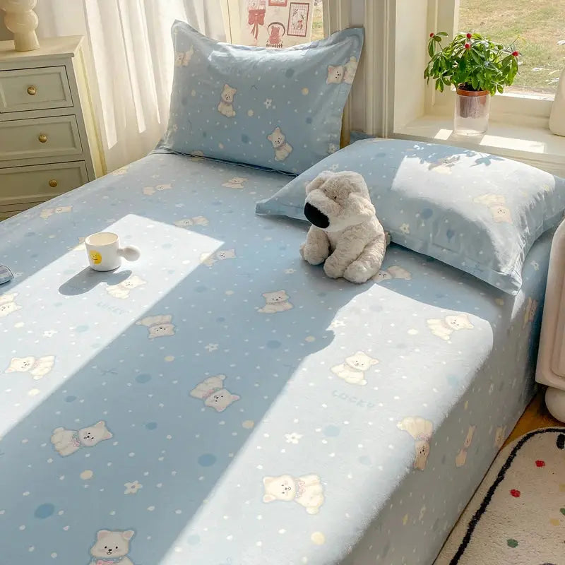 All Season Comfort 100% Cotton Flat Sheet , Soft Breathable Cute Cartoon Print Top Sheet, Wrinkle Resistant Fade Resistant from PriceLows™