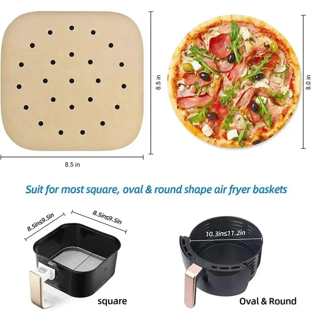 Air Fryer Parchment Paper | Perforated | Disposable Liner | 50/100 Pcs