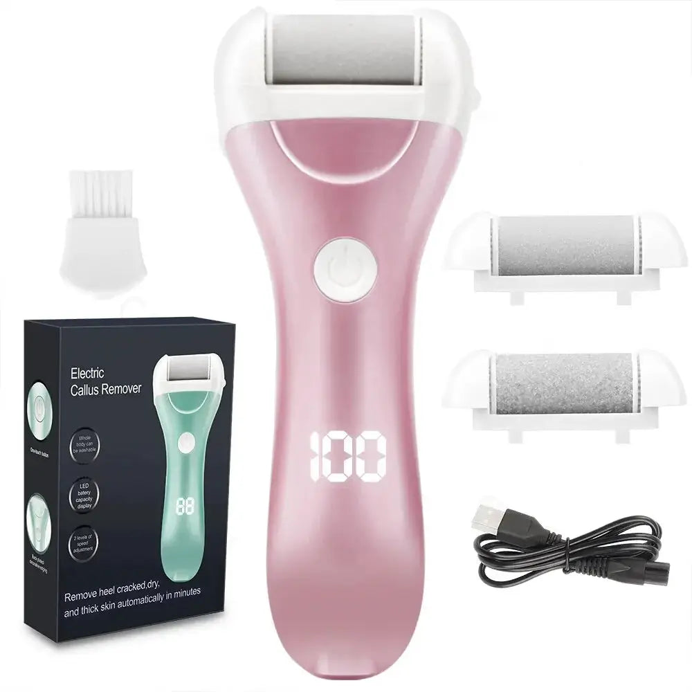 Electric Pedicure Foot File USB Rechargeable Power Display 3pcs Grinding Exfoliator Replacement Heads For Heel Callus Remover from PriceLows™