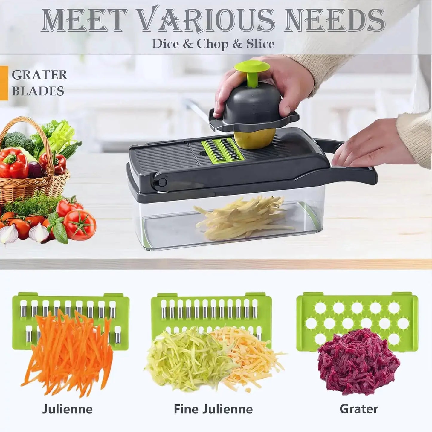 Upgraded Vegetable Chopper, Multi-Functional Easy Safe Kitchen Slicer Dicer for Fast Meal Preparation from PriceLows™