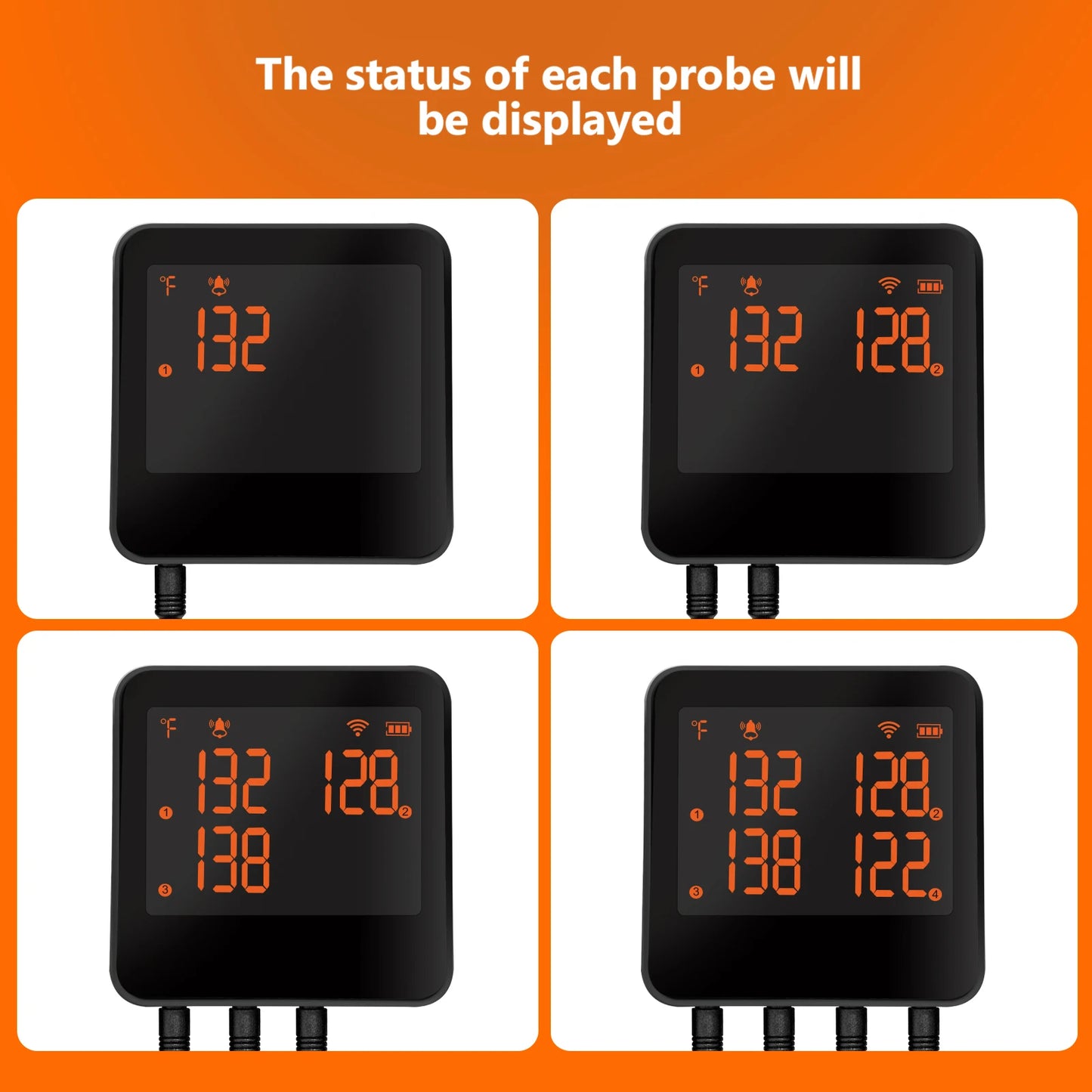 Meat Thermometer | 4 Probes | Bluetooth Enabled | Grill BBQ Smoker Oven