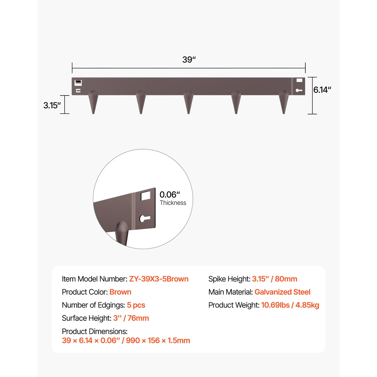 Steel Landscape Edging | Rust Resistant | Bendable | 39X3 Inch