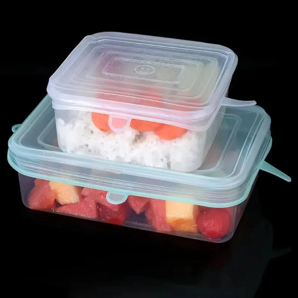 Square Silicone Lids | 6 Piece Set | Elastic Stretch | Multi Bowl Sizes