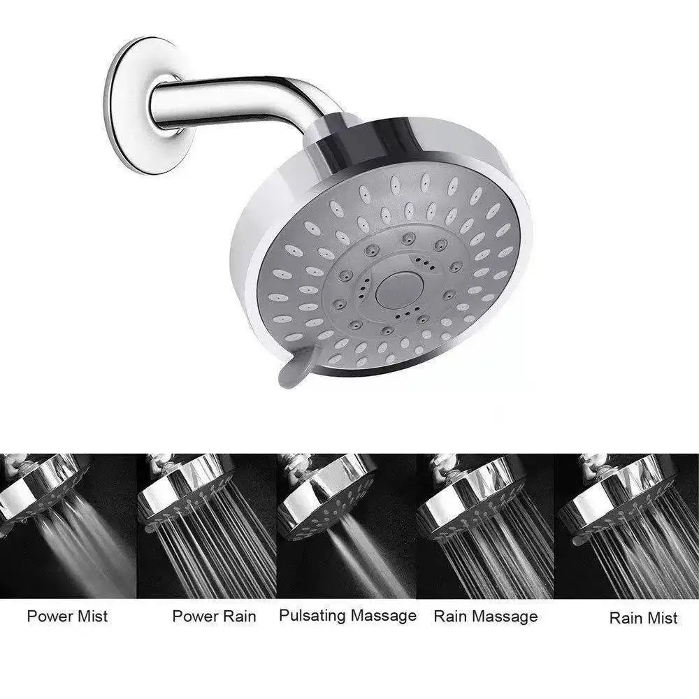 Shower Head | 5 Modes High Pressure | 4 Inch Diameter | Wall Mounted