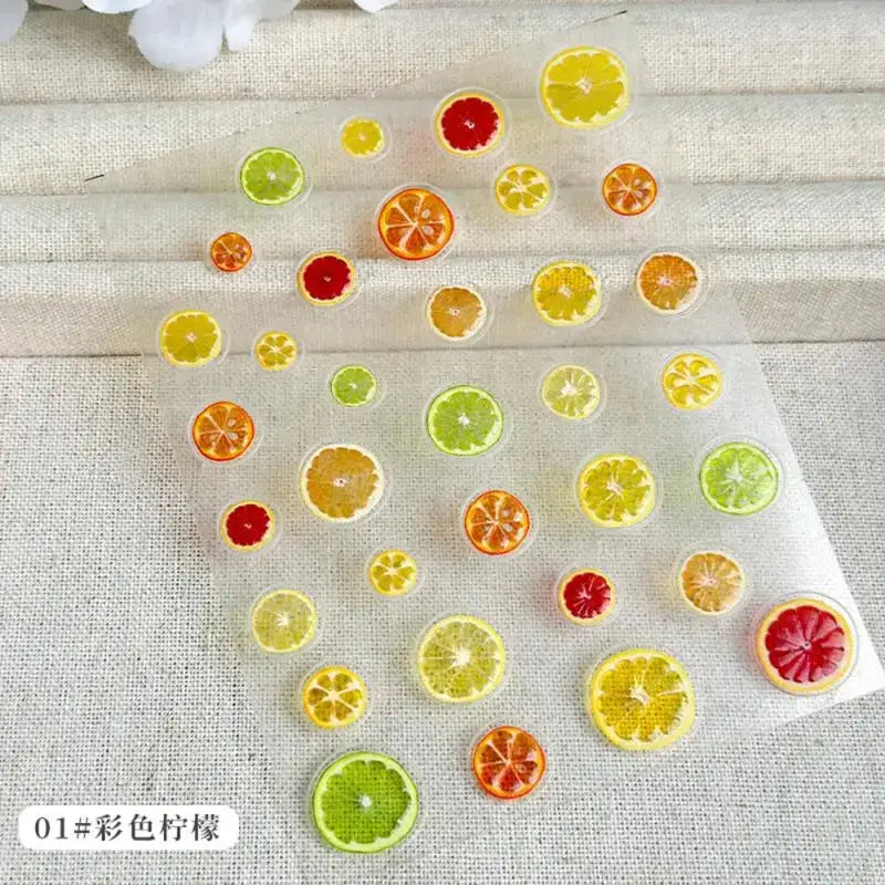 Summer Lemon Nail Art Stickers 5D Fruit Self-Adhesive Stickers Decal for Manicure Decoration DIY Embossed Supply for Face Body from PriceLows™