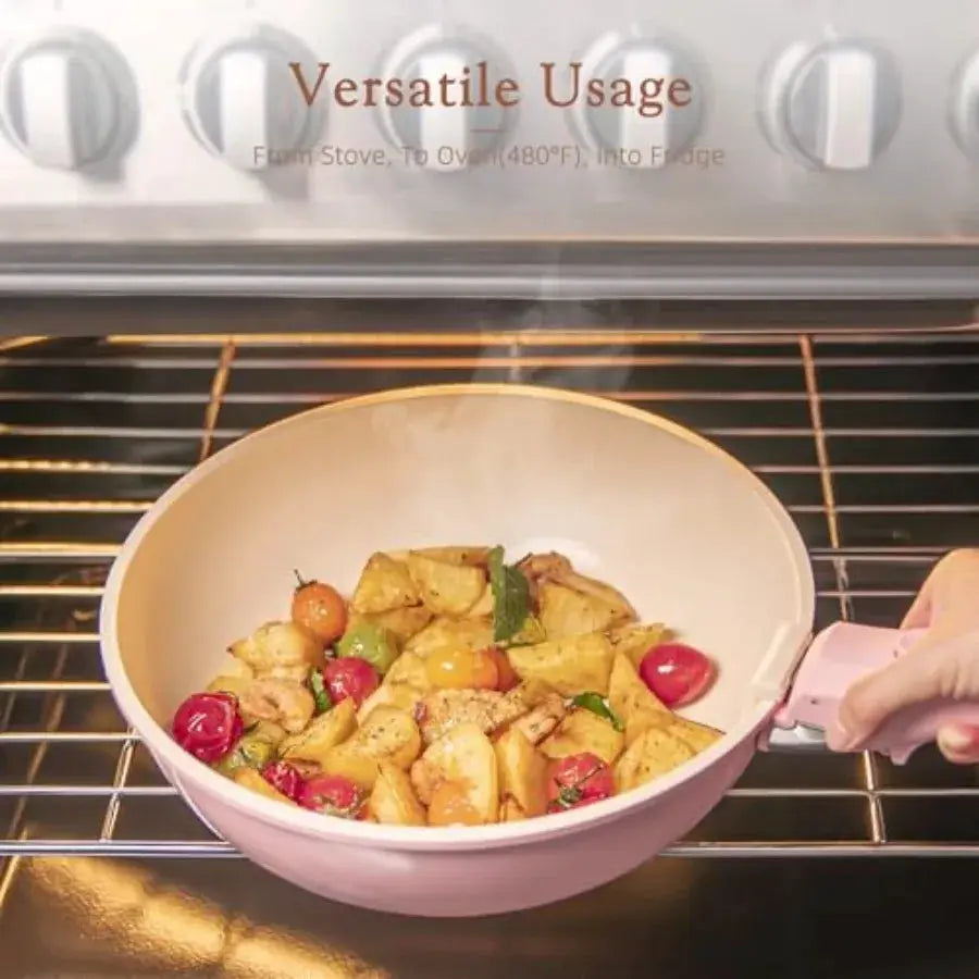 Pots and Pans Set Non Stick, Ceramic Cookware Set Detachable Handle, RV Kitchen Cooking Set Removable Handles, Oven Safe, Induc from PriceLows™