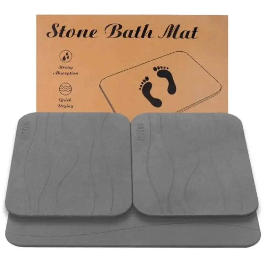 Stone Bath Mat, Set of 3, Diatomaceous Earth Shower Mat, Non-Slip Super Absorbent Quick Drying Bath Mat for Bathroom Floor, Gre from PriceLows™