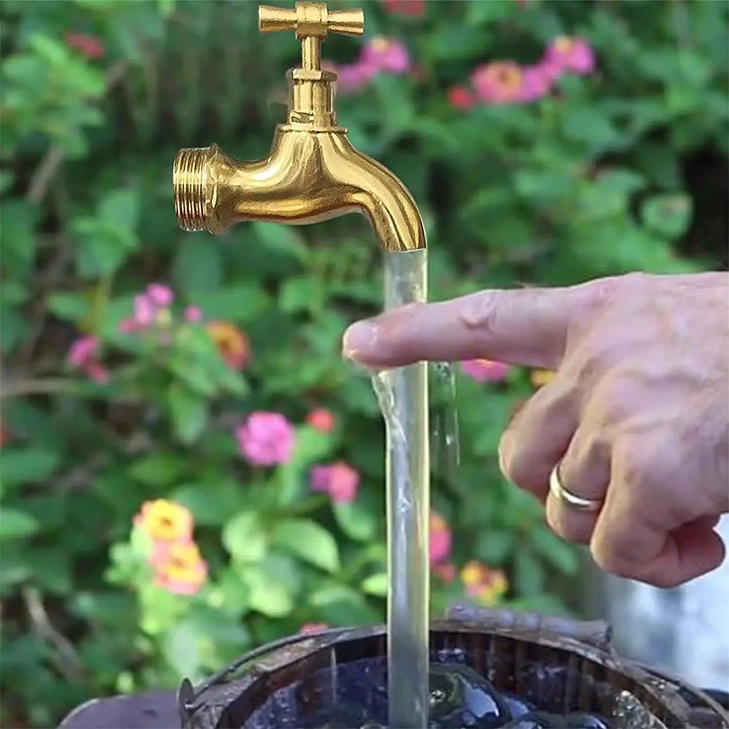 DIY Garden Fountain with Metal Water Spout Pump and Hose Magic Flowing Spout Watering Can Fountain Floating Tap Water Fountains from PriceLows™