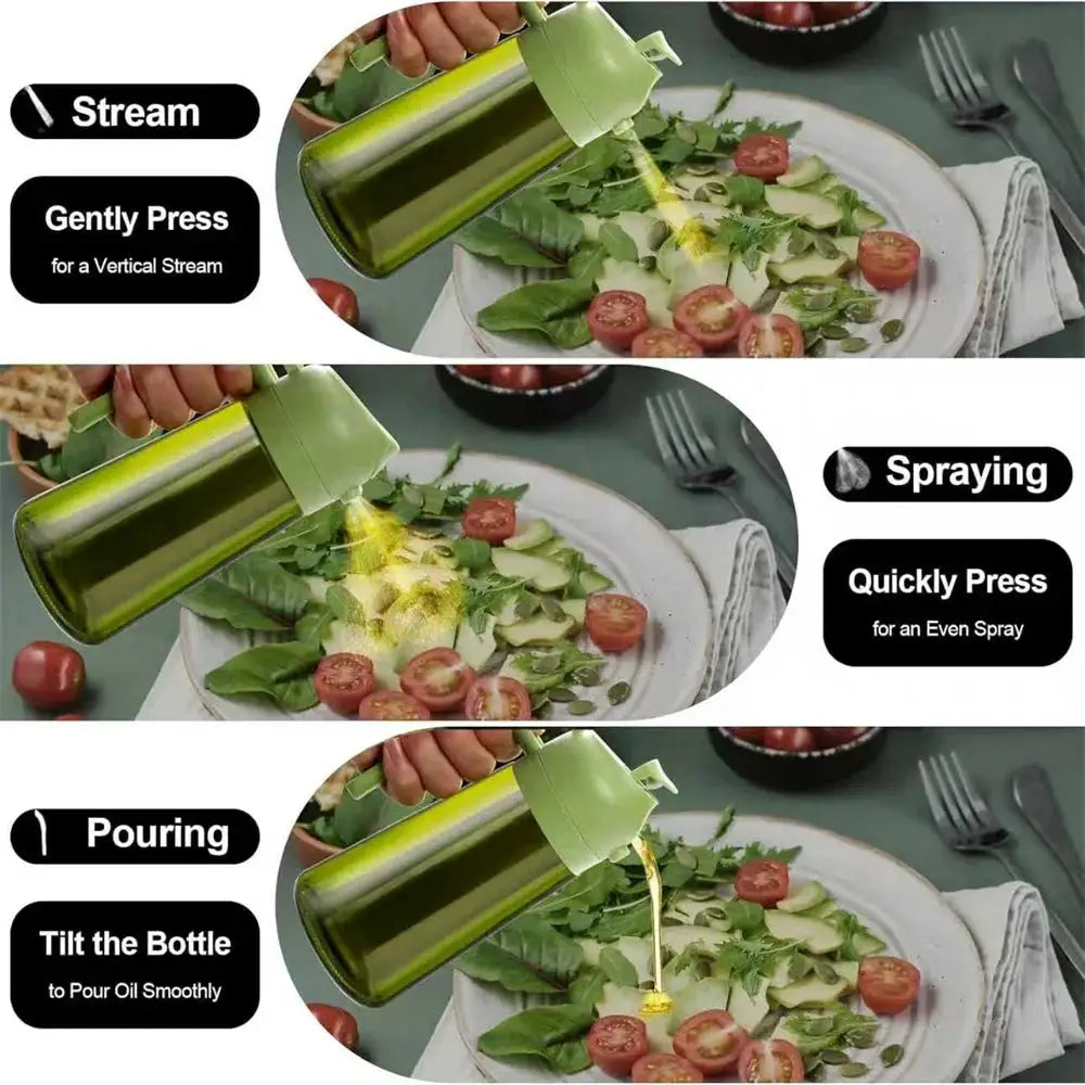 470 ml Oil Sprayer for Cooking,2-in-1 Olive Oil Dispenser and Oil Spray Bottle,Oil Spray with Stickers,Thick Glass Spray Bottle from PriceLows™