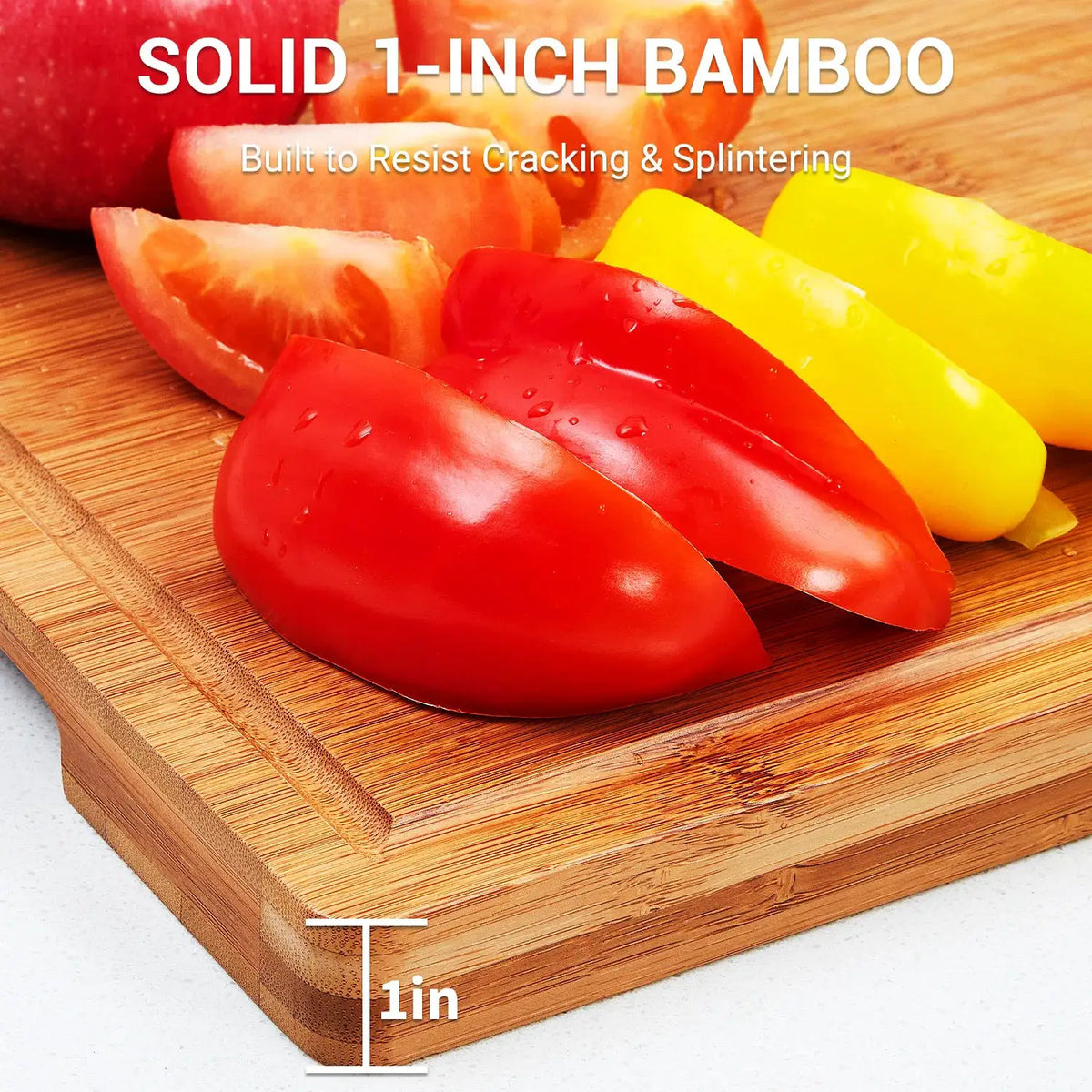 16x11 Inch Bamboo Cutting Board, Deep Juice Groove & Easy Grip Handles, Easy to | 11 Inch | Bamboo | Home