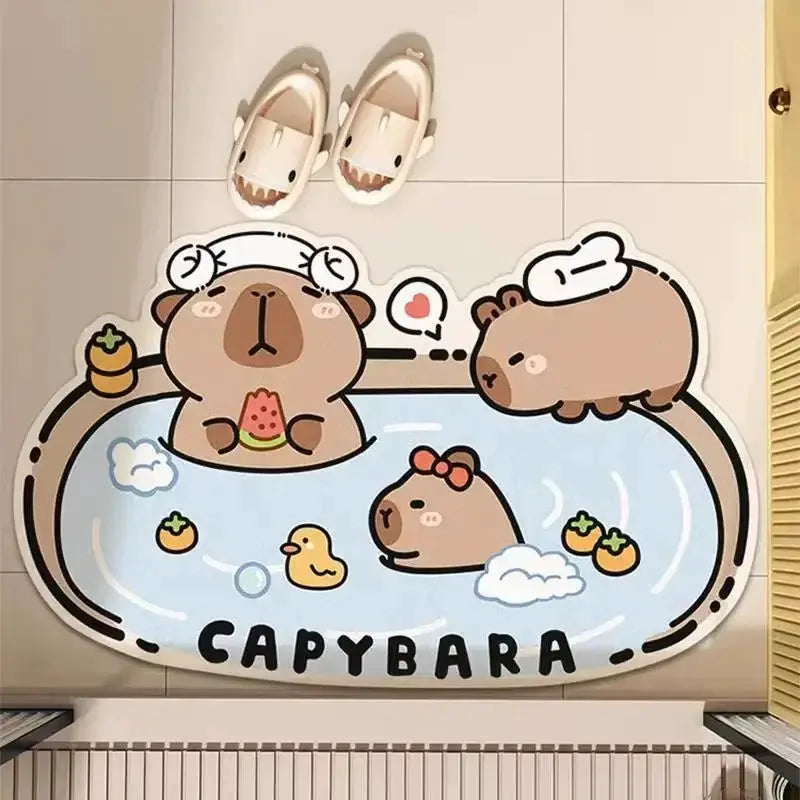 VIKAMA Cute Capybara Bath Mat Absorbs Water Dries Quickly Non-Slip Wear-Resistant Decorative Bathroom Entryway Rug from PriceLows™