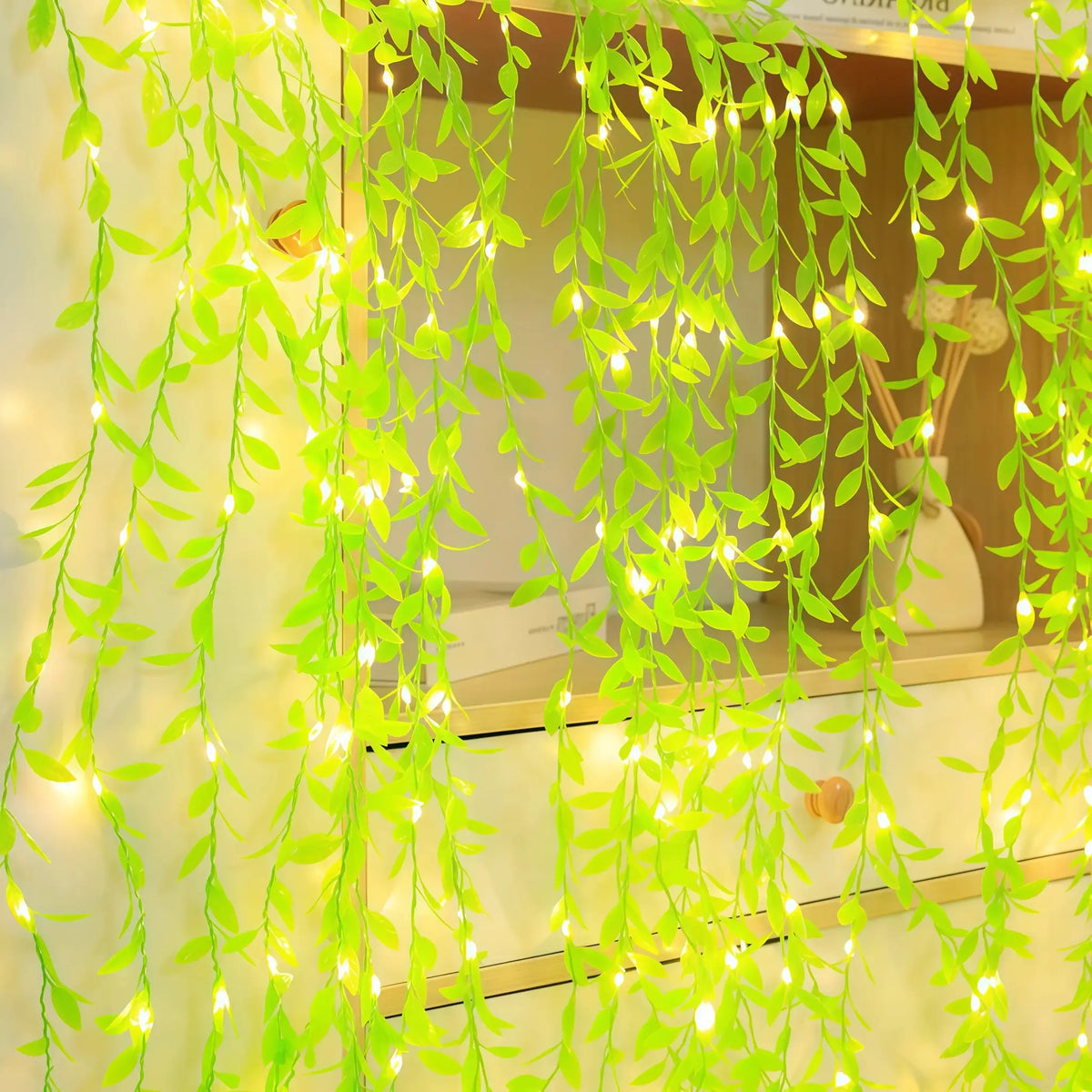 LED Ivy String Lights | Outdoor Plug In | Warm White Bulbs | Garden Decor