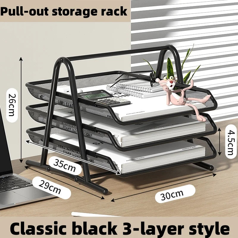Metal Mesh File Tray | Four Layer | Drawer Type | Office Desk Use