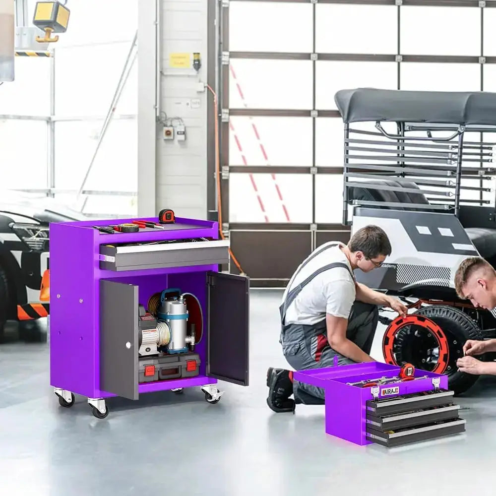 4 Drawers Rolling Tool Chest.Detachable Lockable Tool Cabinet with 4 Swivel Casters & Double Doors for Garage Workshop Warehouse from PriceLows™