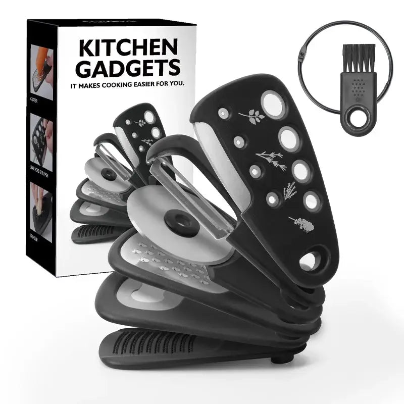 6Pcs Kitchen Gadgets Set Stackable Cheese Grater Bottle Opener Vegetable Peeler Herb Stripper Pizza Cutter Garlic Grinder Tools from PriceLows™