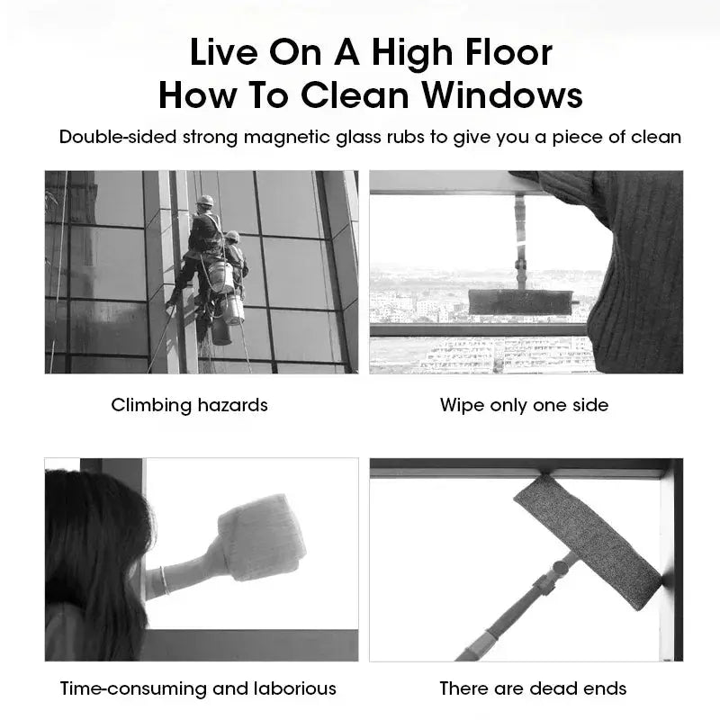 Magnetic Glass Cleaner | Dual Sided | Automatic Drainage | Universal Fit