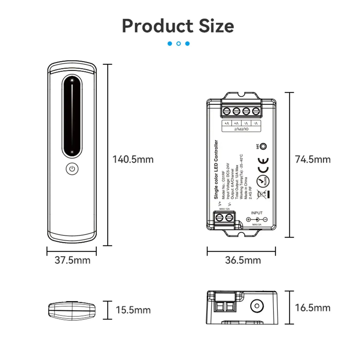 2.4GHz LED Controller RF Remote Wireless LED Dimmer C01RF C02RF C03RF C04RF C05RF DIM CCT RGB RGBW COB 2835 LED Strip Lighting from PriceLows™