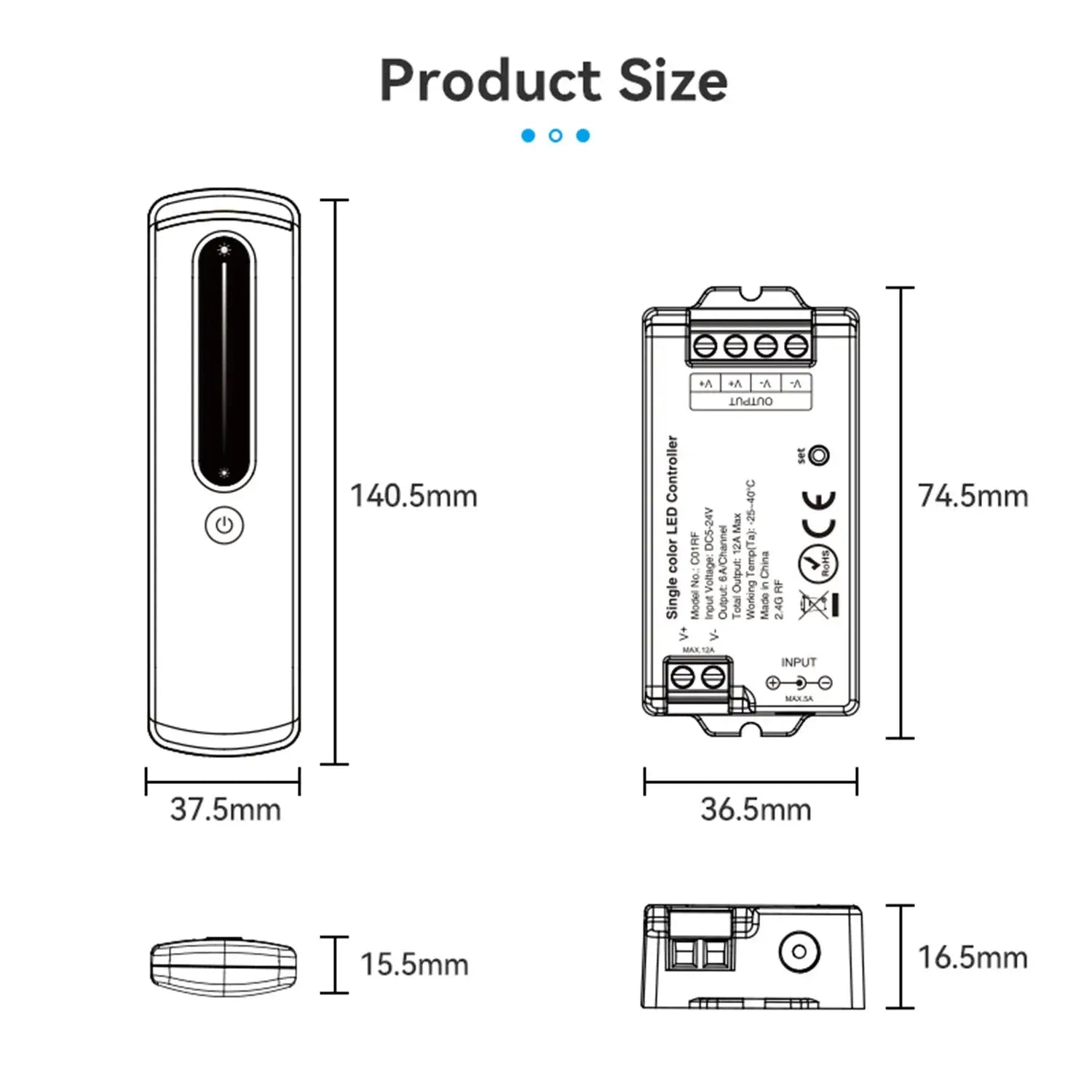 2.4GHz LED Controller RF Remote Wireless LED Dimmer C01RF C02RF C03RF C04RF C05RF DIM CCT RGB RGBW COB 2835 LED Strip Lighting from PriceLows™