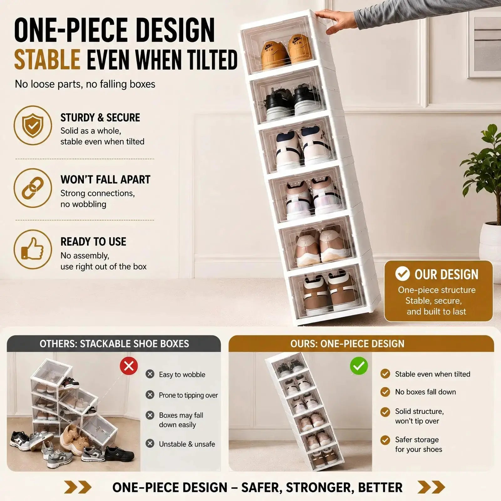 6 Layers Shoes Box Foldable Transparent Sneaker Shoe Storage Organizers Box Stackable Dustproof High-top Cabinet Shoe Rack Shelf from PriceLows™