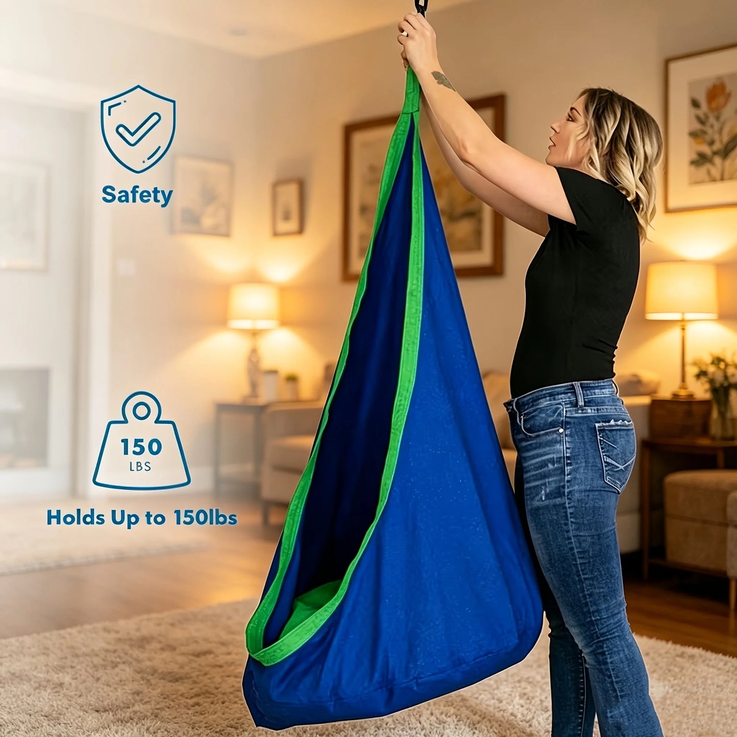 Hammock Chair Indoor Outdoor | 264 Lb Capacity | Pillow Included | Storage Bag
