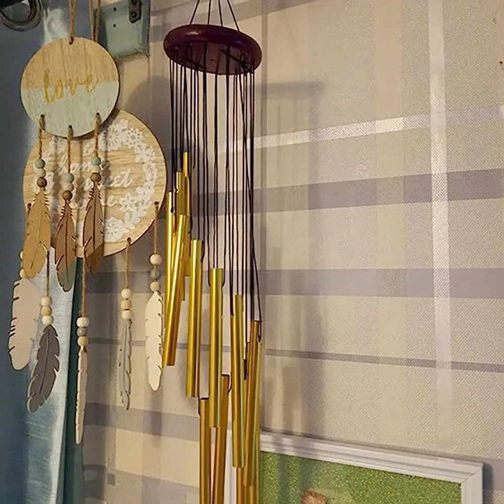 1piece 12 Tubes Aluminum Alloy Wind Chimes with Hook Gold/silver Bells for Outside Home Wedding Party Memorial Decoration Gifts from PriceLows™