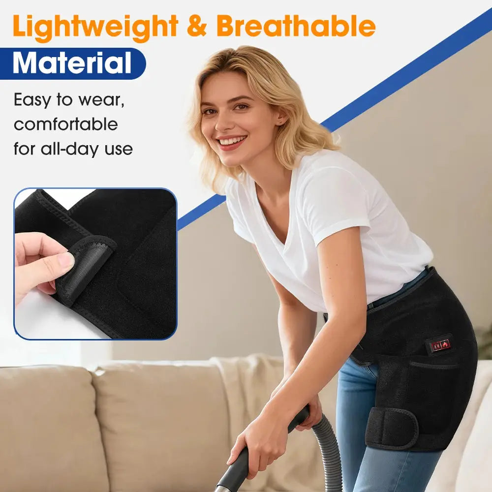 Cordless Heated Hip Brace | Vibration Massager | USB Powered
