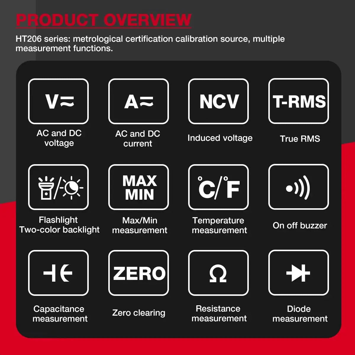 HABOTEST HT206 Clamp Meter DC/AC Current 600A Digital Clamp Meter Ammeter Voltage Tester Amp Hz Capacitance NCV Ohm Test from PriceLows™