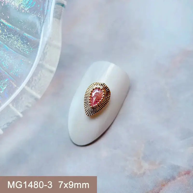 10pcs Valentine's Day Pink Love Heart Ribbon Zircon Metal Nails Jewelry Decorations Nail Art Accessories Charms Parts Supplies from PriceLows™