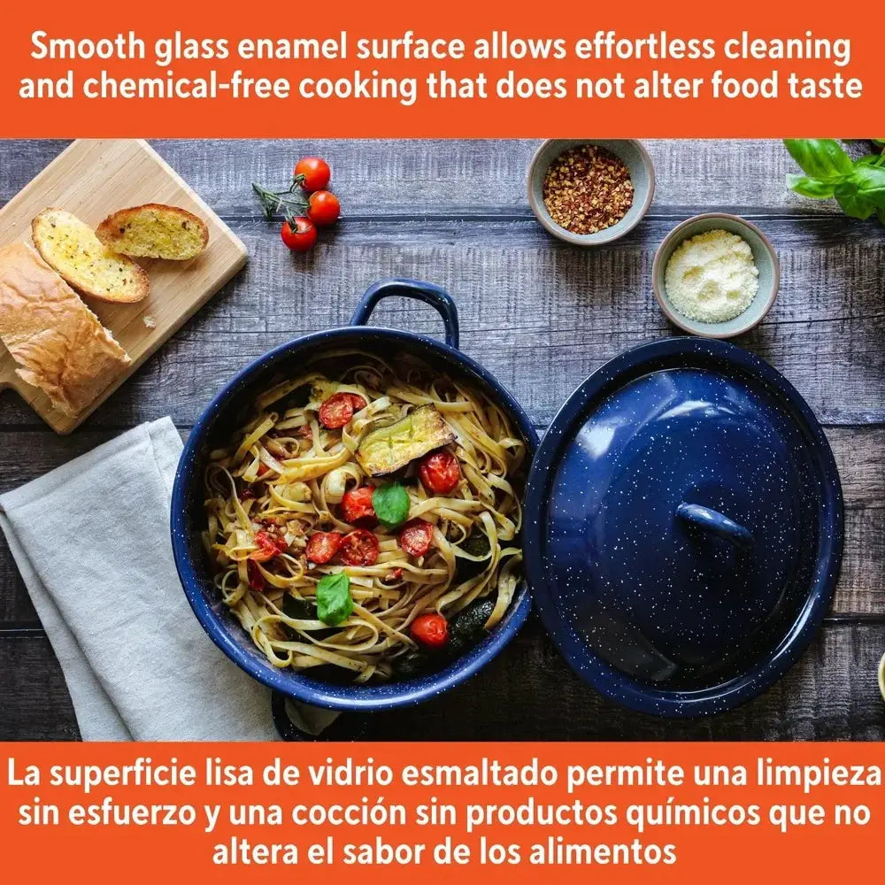 Stock Pot | Enamel Coated | 6 Qt Capacity | Oven Safe, Induction Compatible