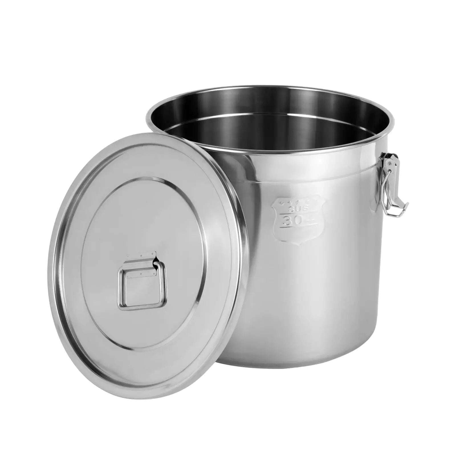 Airtight Food Storage Container 33L Large Capacity, 304 Stainless Steel Bucket with Locking Lid for Rice, Flour, Cereals from PriceLows™