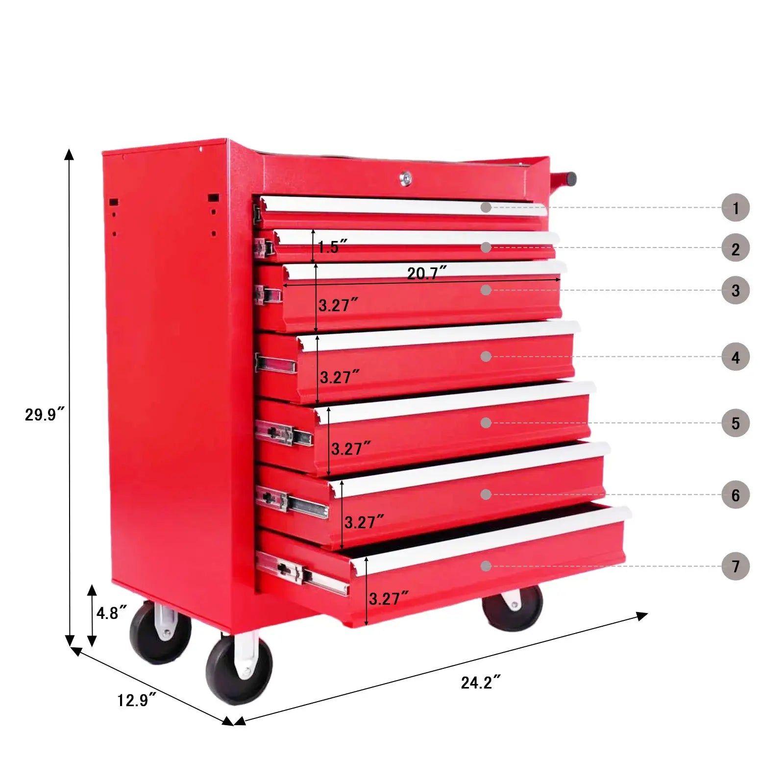 7-Drawer Metal Rolling Tool Chest with Wheels,Tool Storage Cabinet With Locking System from PriceLows™
