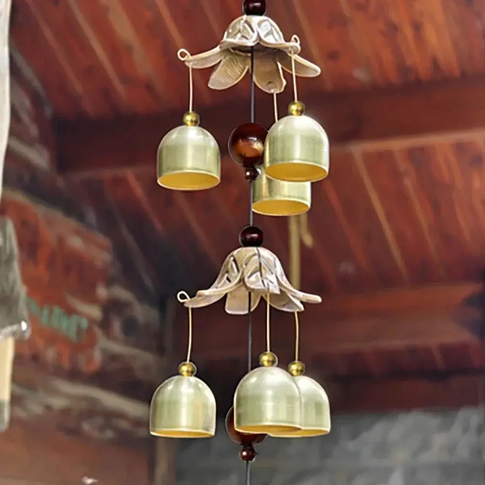 Garden Random Style Double Metal Bell Pendant Wind Chime, Brass Color Bell Hanging Decoration Home Patio Wall Hanging Gift from PriceLows™