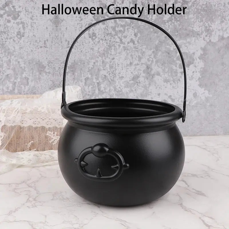 Witch Cauldron | Halloween Candy Holder | Plastic Table Centerpiece | Large