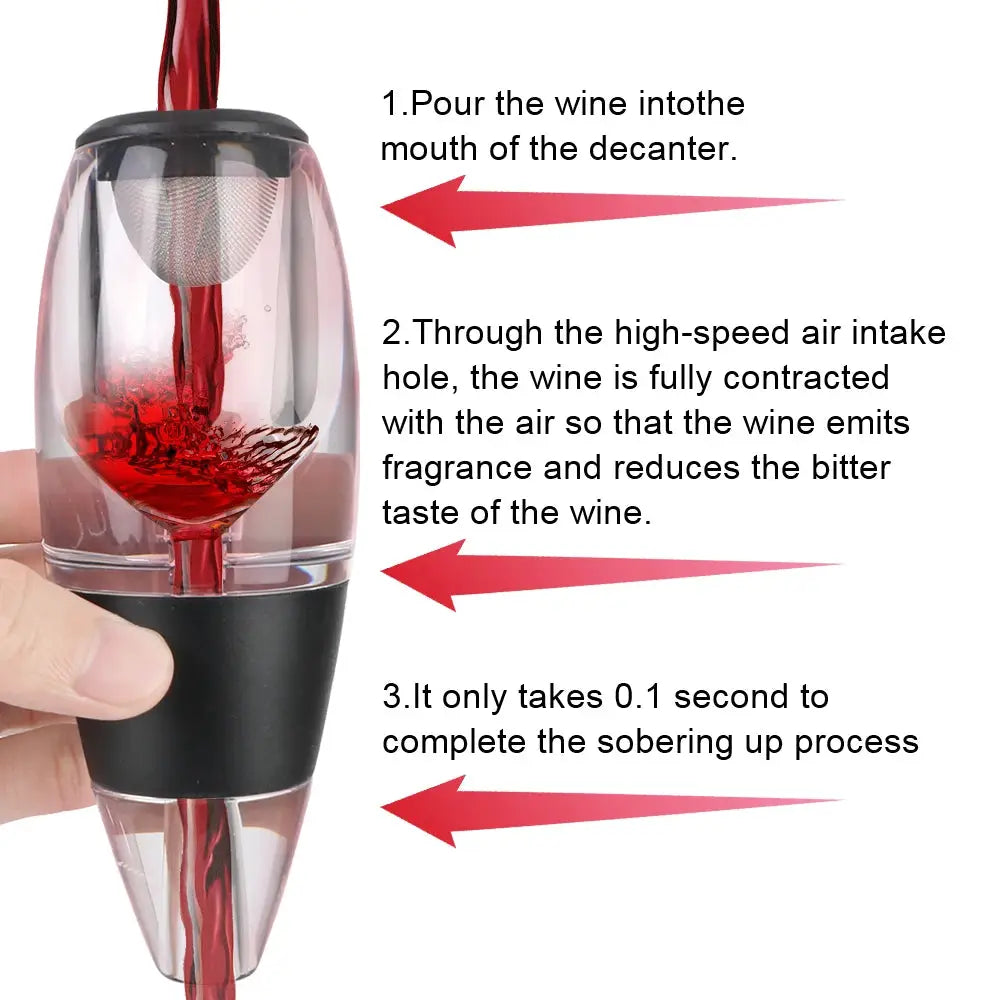 Red Wine Whisky Aerator Dispenser Quick Sobering Wine Decanter Pourer With Filter and Base Professional For Bar Party Kitchen from PriceLows™