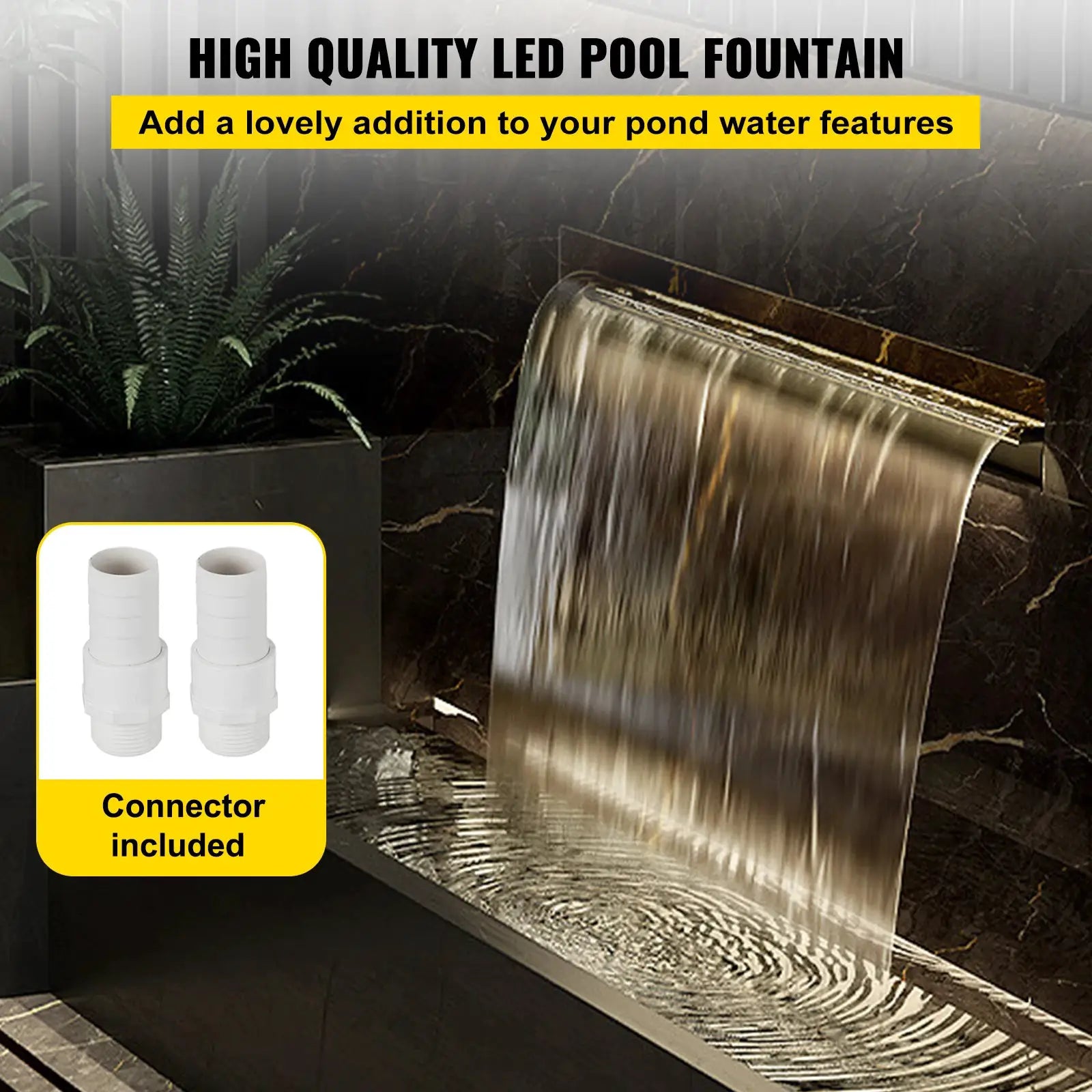SucceBuy Pool Fountain Waterfall With Light Water Pipe Acrylic Fountain Pond Garden Swimming Feature Decorative Fountain from PriceLows™
