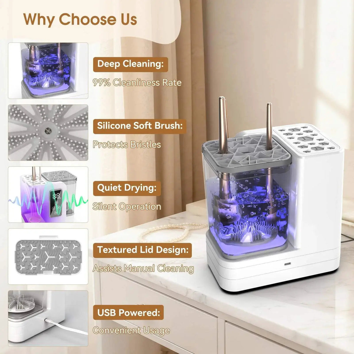 Electric Makeup Brush Cleaner | 5 In 1 Auto | Multifunc Dryer | Standard