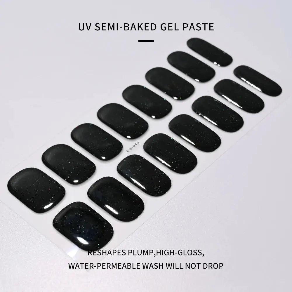 1Pcs Semi-Cured UV Gel Nail Sticker Pure Color Full Cover Waterproof Long-lasting Nail Strips 16Tips DIY Nail Polish Stickers *& from PriceLows™