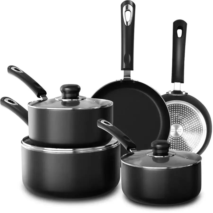8 Pieces Pots and Pans Set, Non Stick Kitchen Cookware Set, Induction Frying Pans 20cm, 28cm, Saucepan with Lids 20cm, 18cm, Non from PriceLows™