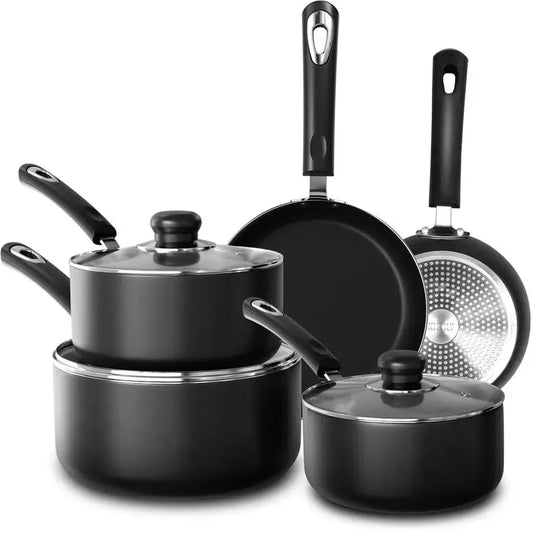 8 Pieces Pots and Pans Set, Non Stick Kitchen Cookware Set, Induction Frying Pans 20cm, 28cm, Saucepan with Lids 20cm, 18cm, Non from PriceLows™