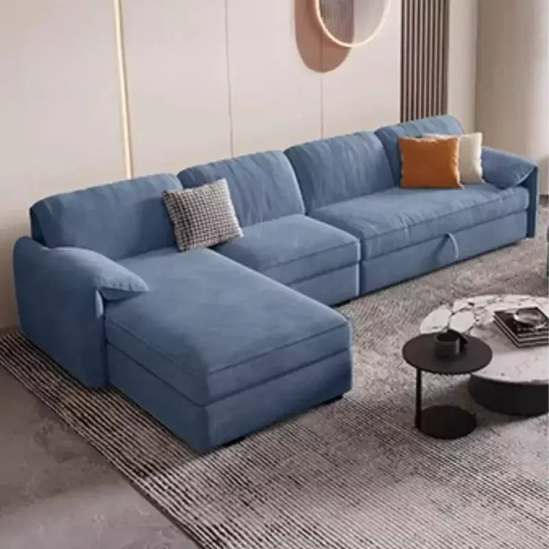 Living Room Sofa | Light Blue Gray | High Back Bubble Design | One Size