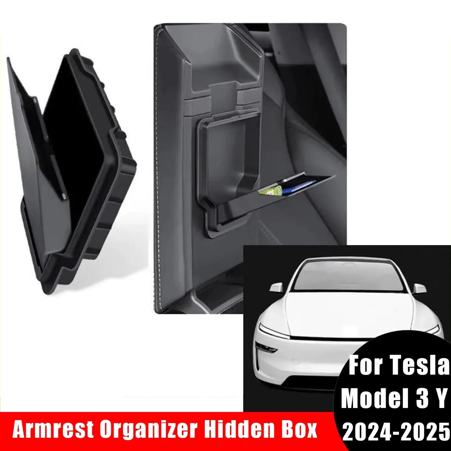 For Tesla Model Y Juniper 2025 Armrest Organizer Hidden Box Center Console Storage Box Trays For Tesla Highland 2025 from PriceLows™