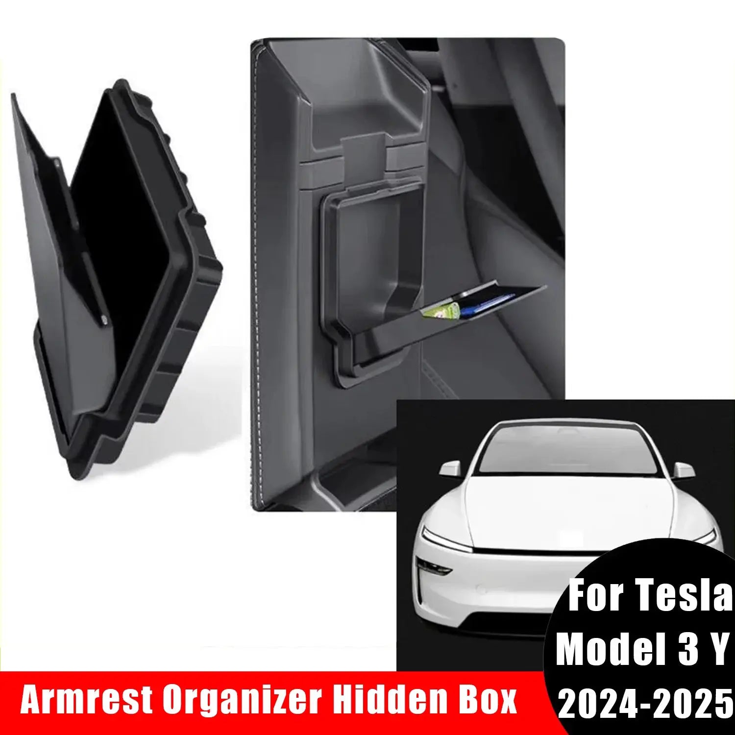 For Tesla Model Y Juniper 2025 Armrest Organizer Hidden Box Center Console Storage Box Trays For Tesla Highland 2025 from PriceLows™