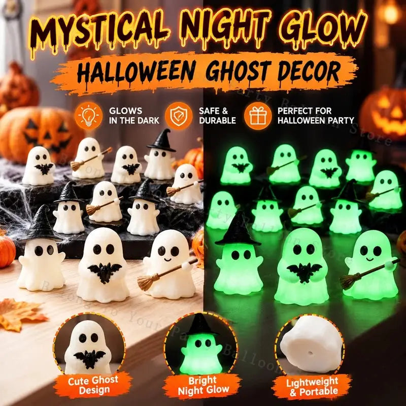 Luminous Ghost Figurines | Solid Silicone | Mini Glow | Table Decor Set