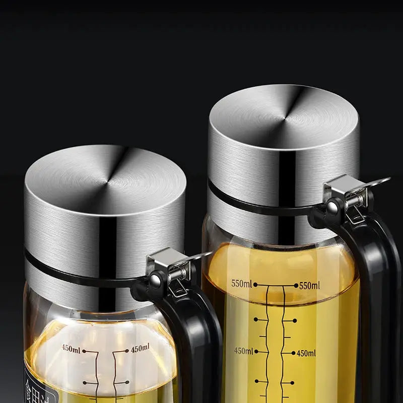 Oil Bottle Glass | Leakproof Flip Lid | Kitchen Seasoning Tool Set