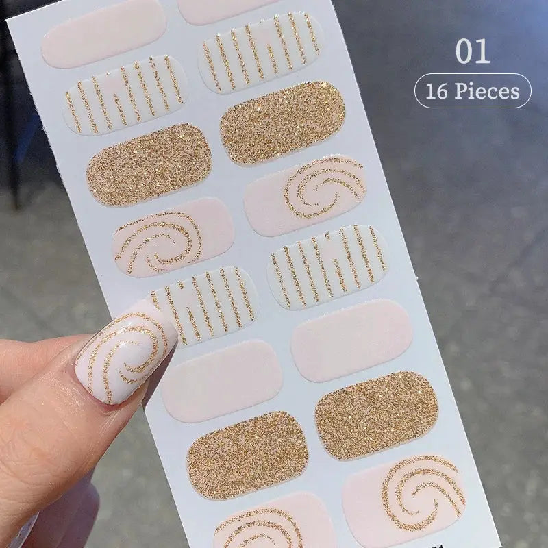 Full Cover Nail Stickers Fashion Nail Polish Nail Decoration Sparkling Glitter Self Adhesive Manicure Designer Nail Art Sticker from PriceLows™