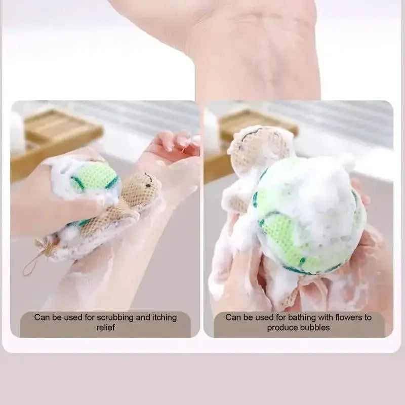 Shower Puff | Soft Exfoliating Sponge Brush | Turtle Design | 14x9x6 cm