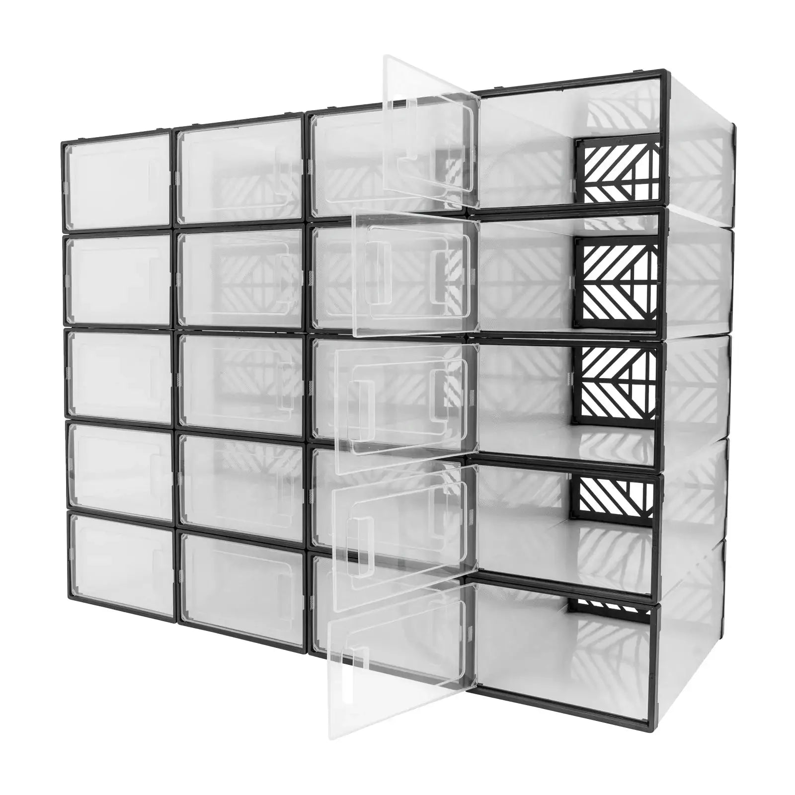 20 Pcs Shoe Storage Box Transparent PP Plastic Shoe Cabinet Moisture & Dust Proof Modern Organizer Black/White from PriceLows™