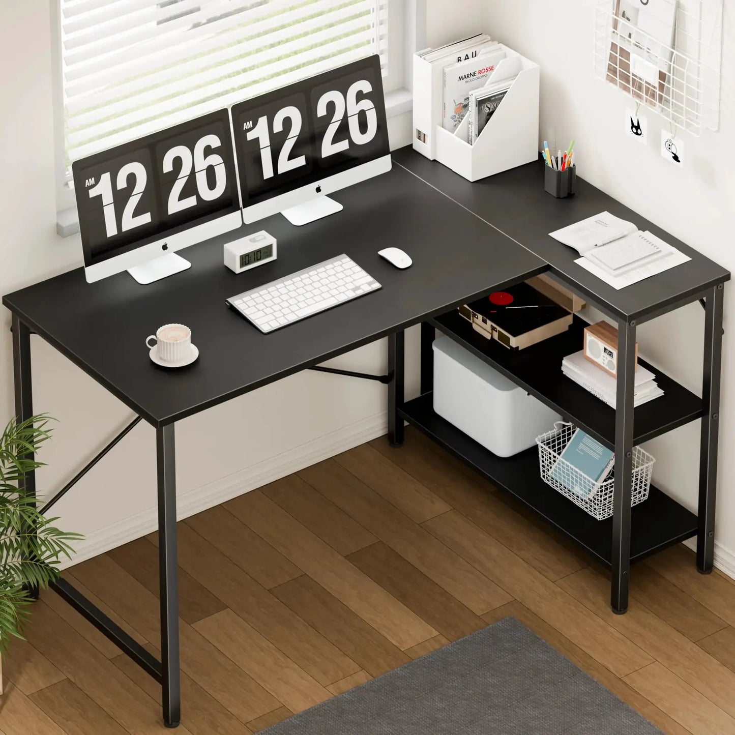JHK L Shaped Desk 47 Inch Computer Desk Gaming Furniture Corner Desks Home Office PC Table with Reversible Storage Shelves from PriceLows™