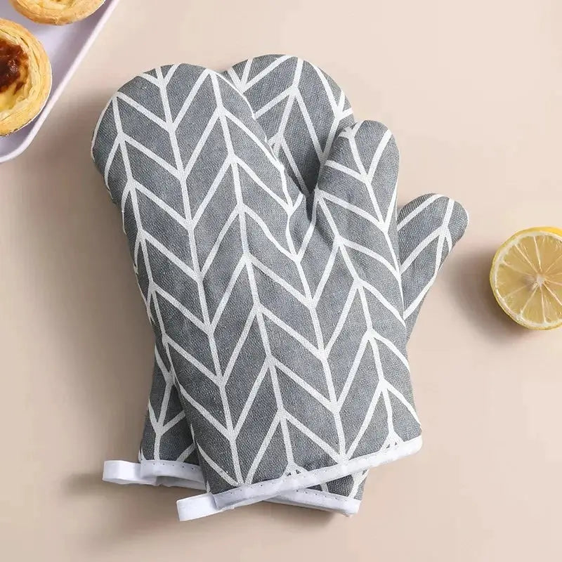Oven Mitts | High Temperature Resistant | TC Fabric | Black Gray
